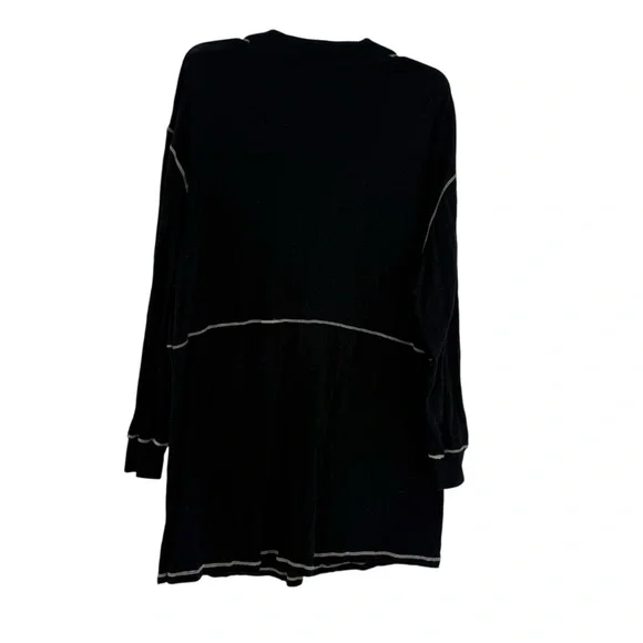 Natural Life Women Lounge Tunic Dress Size L Black  Long Sleeve Boho Surplice - Picture 2 of 10